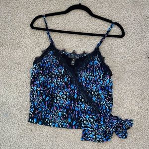 AQUA Wrap Top Black lace with colored specs
